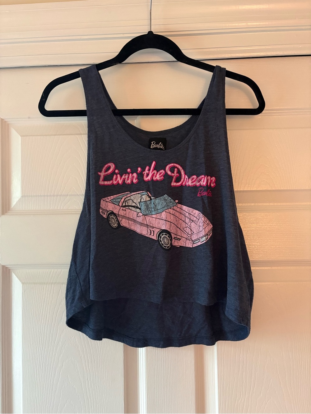 Barbie Navy Crop Tank with Pink Graphic